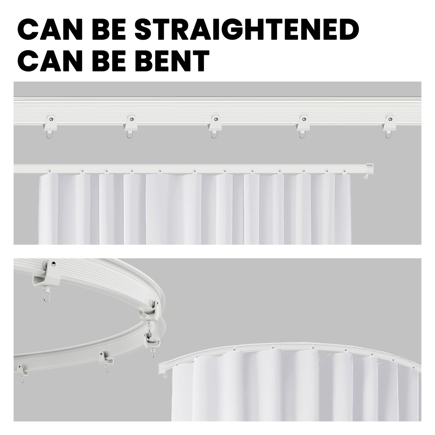 Jilron Room Divider Curtain Ceiling Curtain Track Set for Blackout and Privacy (White Curtain + White Track) 106" W x 84" L -1 Piece