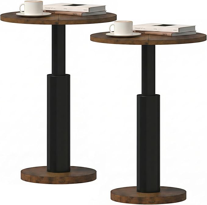 LAATOOREE Round Side Tables Set of 2, Pedestal Drink Table, Spacious Top