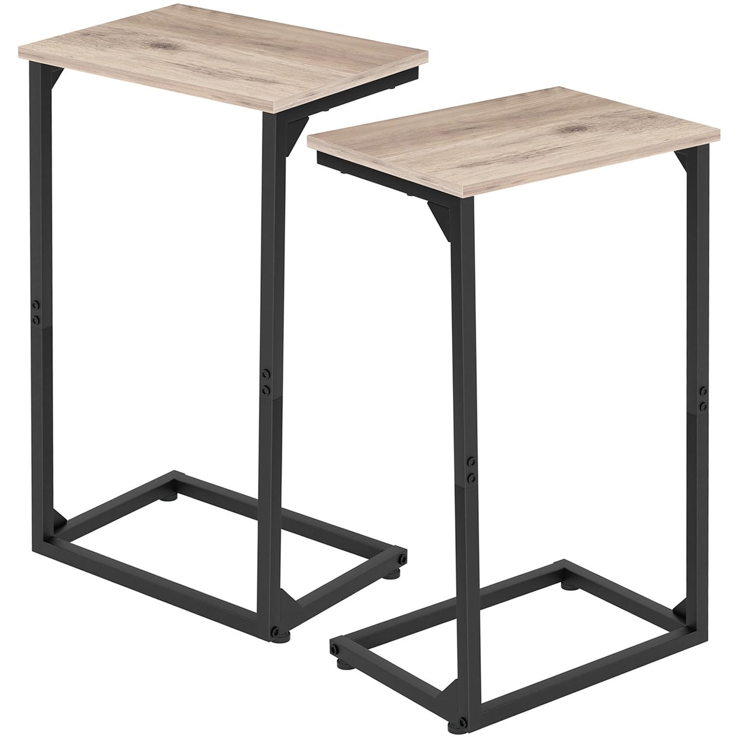 AMHANCIBLE C Shaped End Tables Set of 2, Couch Side Tables that Slide Under Sofa, Slim TV Trays for Living Room and Bedroom, Narrow Space Saving Laptop Workstation, Grey, HET02BGY