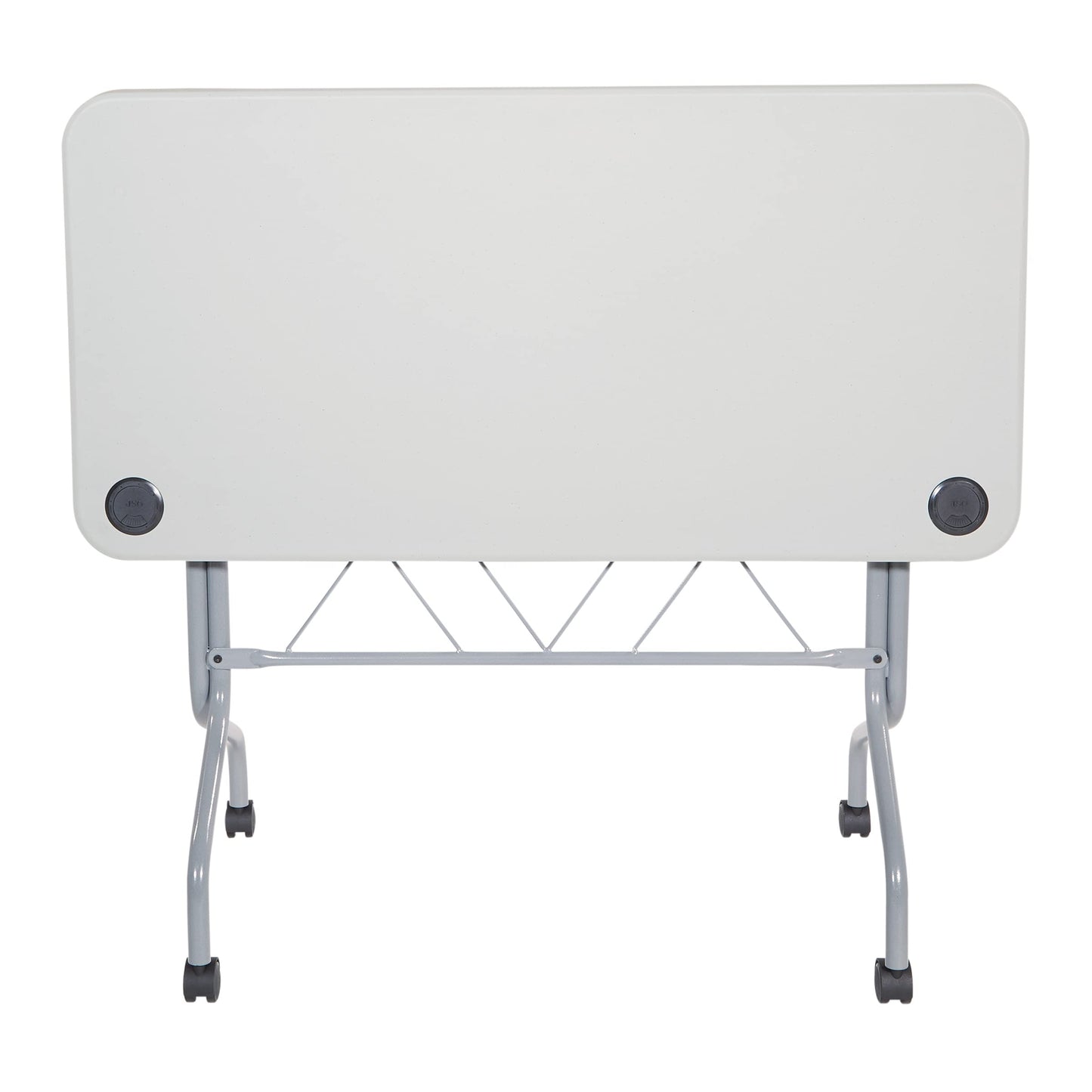 Office Star Resin Multipurpose Flip Training Table with Locking Casters for Home or Office, 4 Feet Light Gray