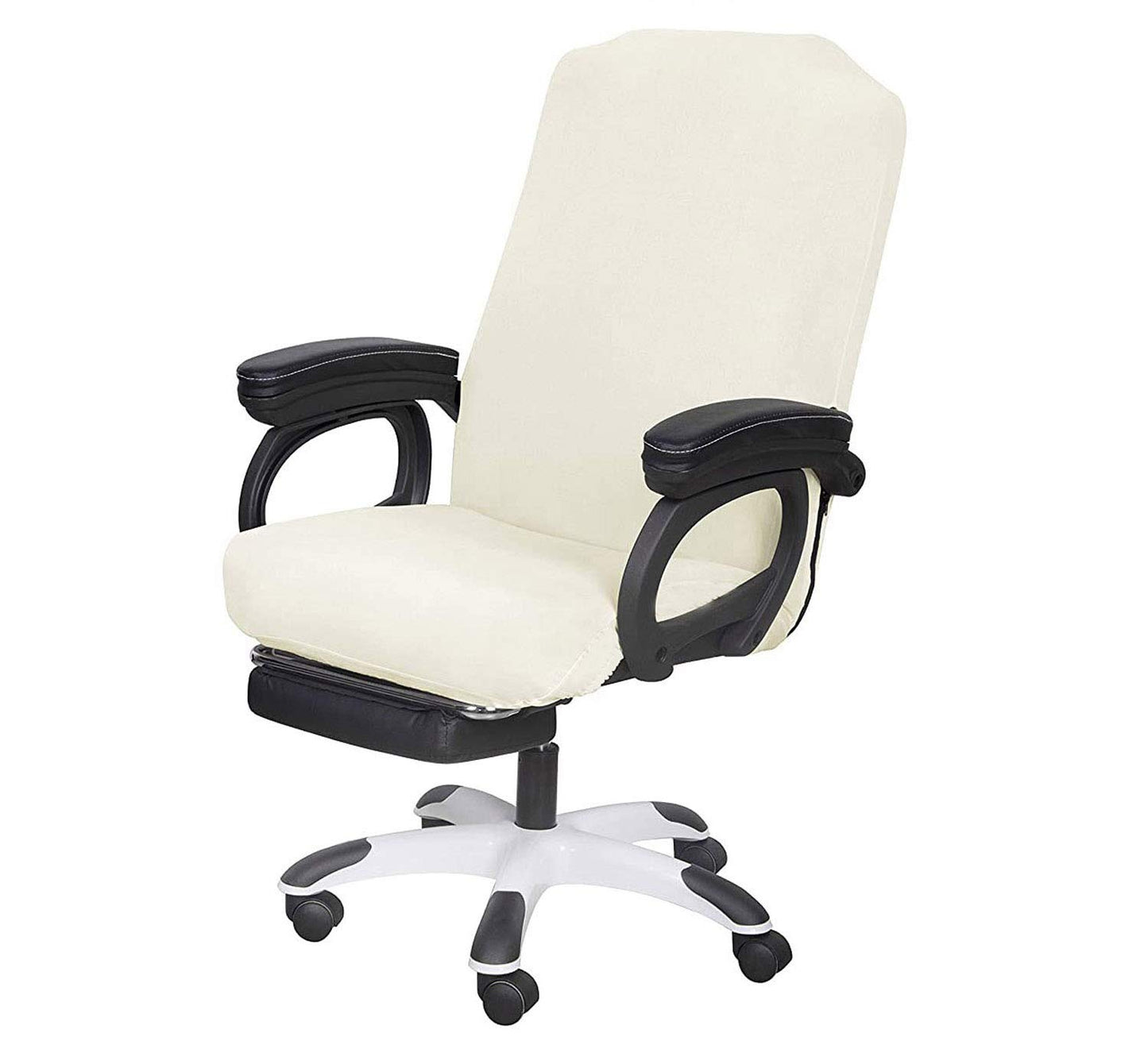 SARAFLORA Office Chair Covers- Medium, Ivory- Removable Computer Chair Covers for Office Chair with Zipper for Universal Rotating Chair Desk Chair Cover Chair Seat Washable Protector for Pets