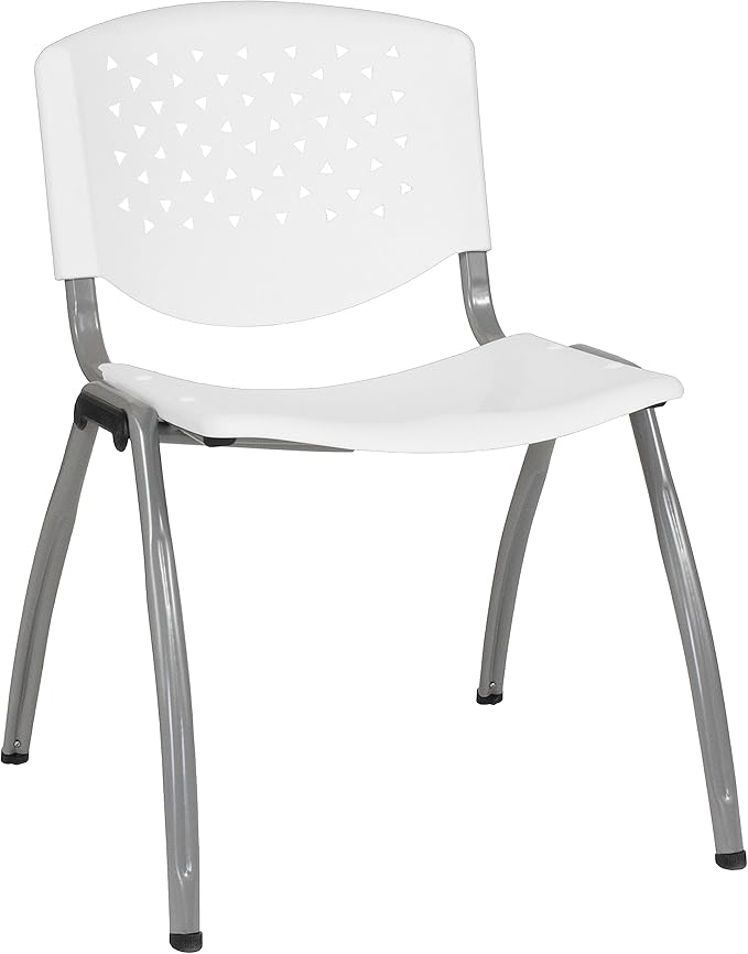 Flash Furniture HERCULES -5 Pack 880 lb. Capacity White Plastic Stack Chair |