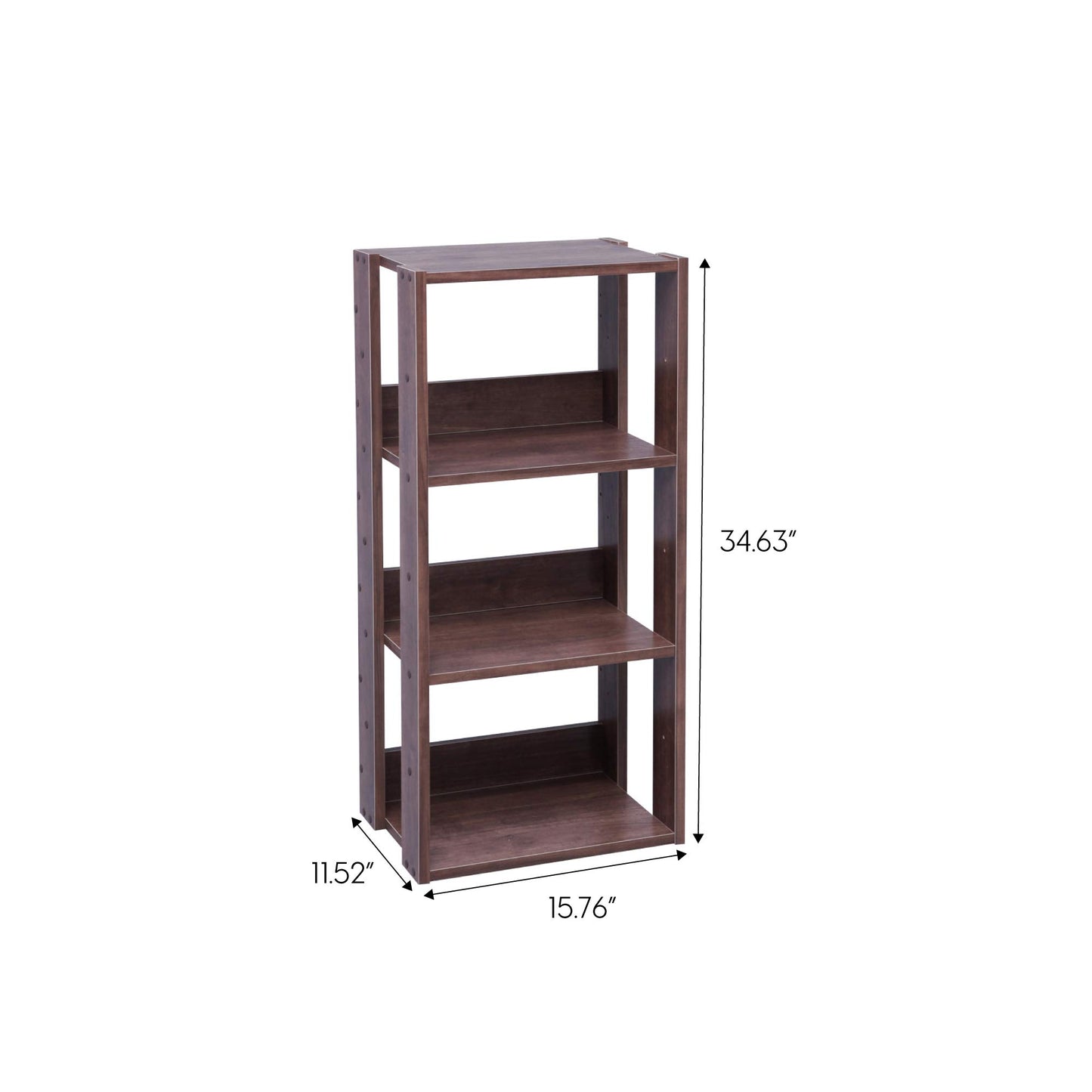 IRIS USA 3-Tier 16" Medium Open Wooden Bookshelf with Adjustable Shelves, Easy Assembly Bookcase Farmhouse Shelf for Small Spaces Bedroom Office Living Room Indoor, Brown