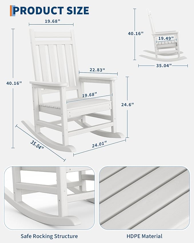GarveeLife Poly Lumber Rocking Chair Outdoor Set of 4