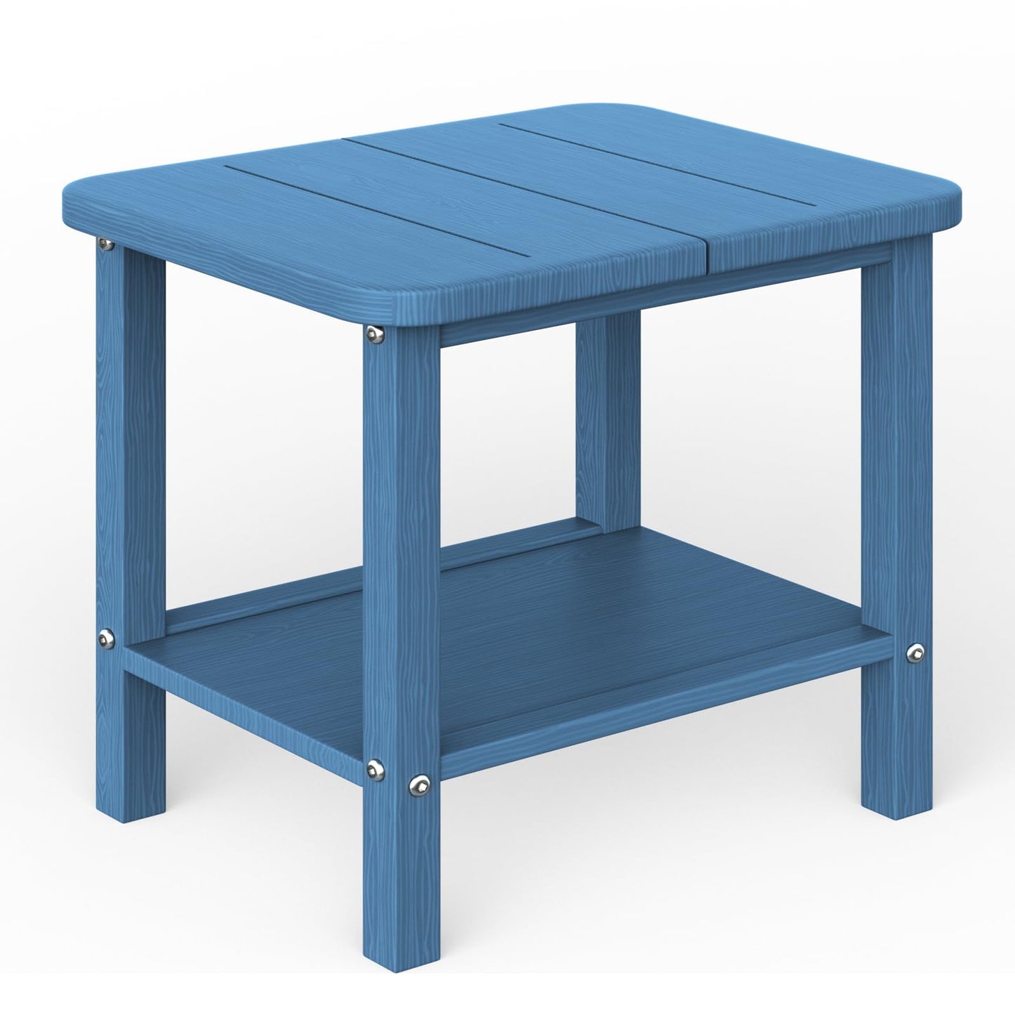 Ayge 17.7" Double Outdoor Side Table, Rectangular HDPE Adirondack End Table for Patio, Lawn, Pool, Garden, Backyard，Navy