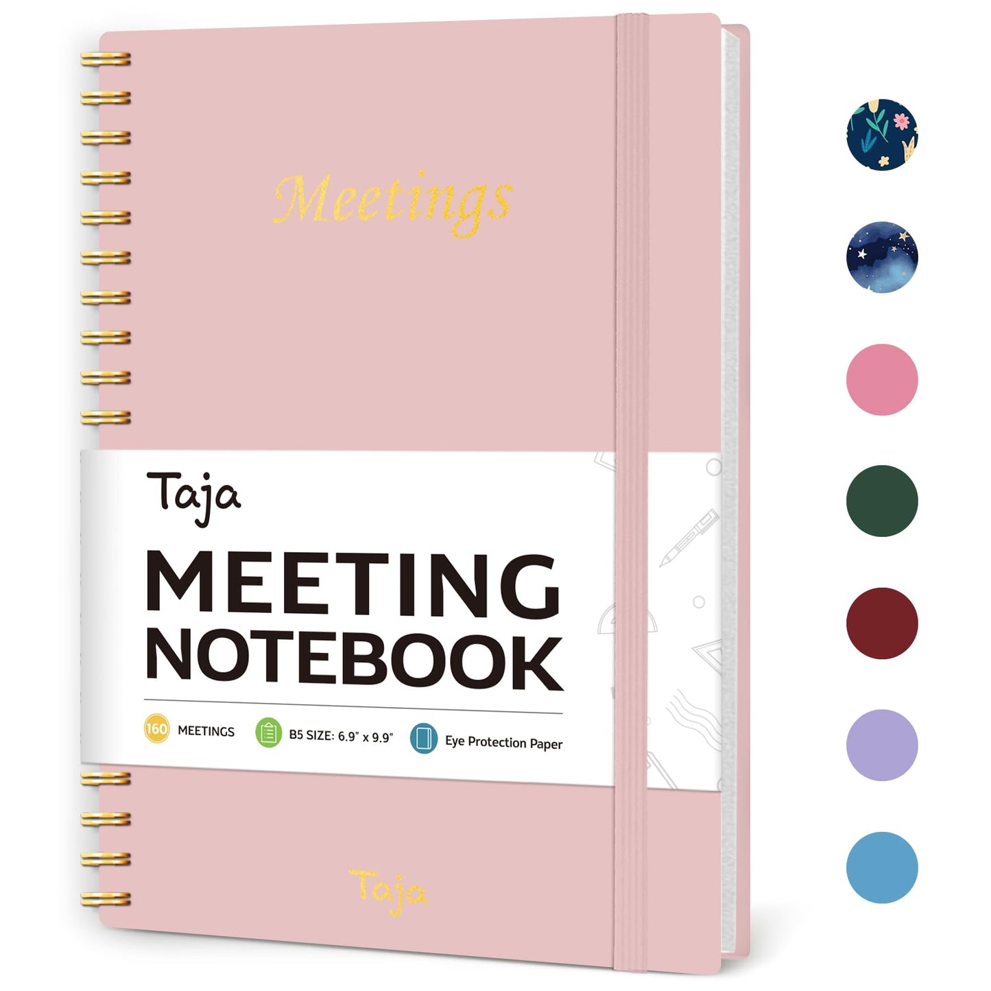 Meeting Notebook for Work Organization - Work Planner Notebook with Action Items, Agenda Planner for Note Taking, 160 Pages (6.9" X 9.9") Project Organizer for Men & Women - Pink