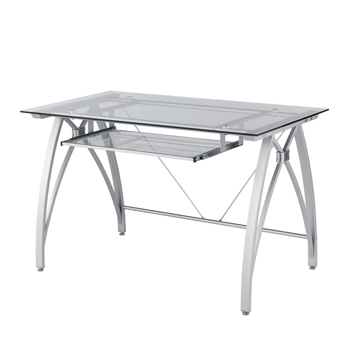 Realspace® Vista 48" W Glass Computer Desk, Silver