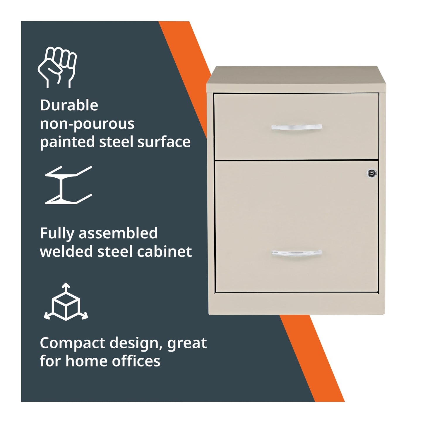 NuSparc 2 Drawer Locking Filing Cabinet | Pre-Assembled Steel Construction | Low-Profile Design is Perfect for Home and Small Office | Letter-Size | Assembled in USA