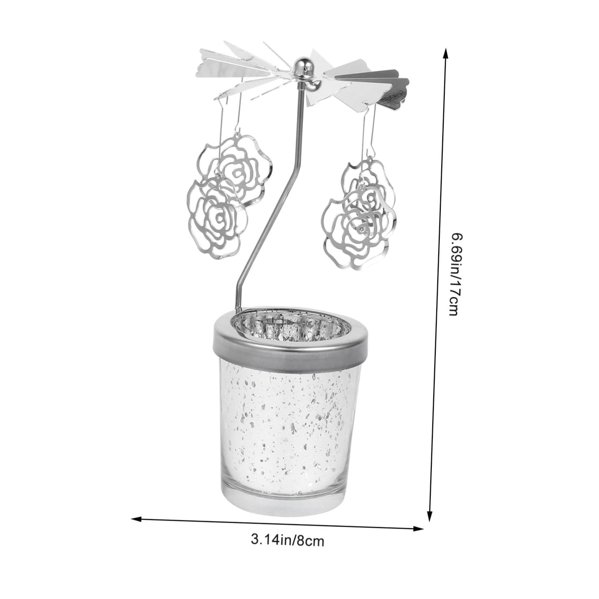 CONGARTENO Rotating Metal Candlestick Holder with Dangling Pendants Romantic Dinner Cup Carousel for Home Wedding Christmas Table Decor Spinning Centerpiece for Party Ambiance