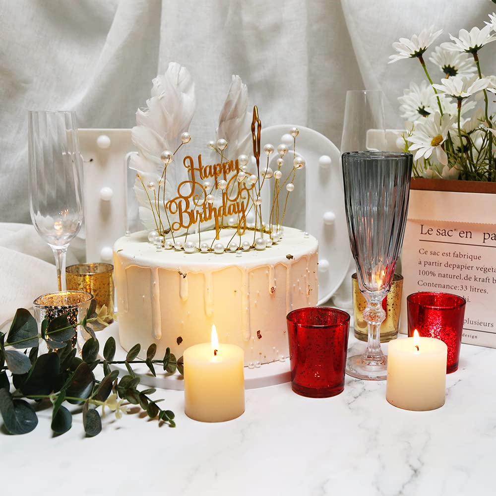 BTGLLAS 72pcs Red Glass Tea Light Holders - Votive Candle Holders Bulk for Weddings Events - Glass Votives for Wedding Centerpieces, Christmas, Thanksgiving - Candle Accessories Decor (72, Red)