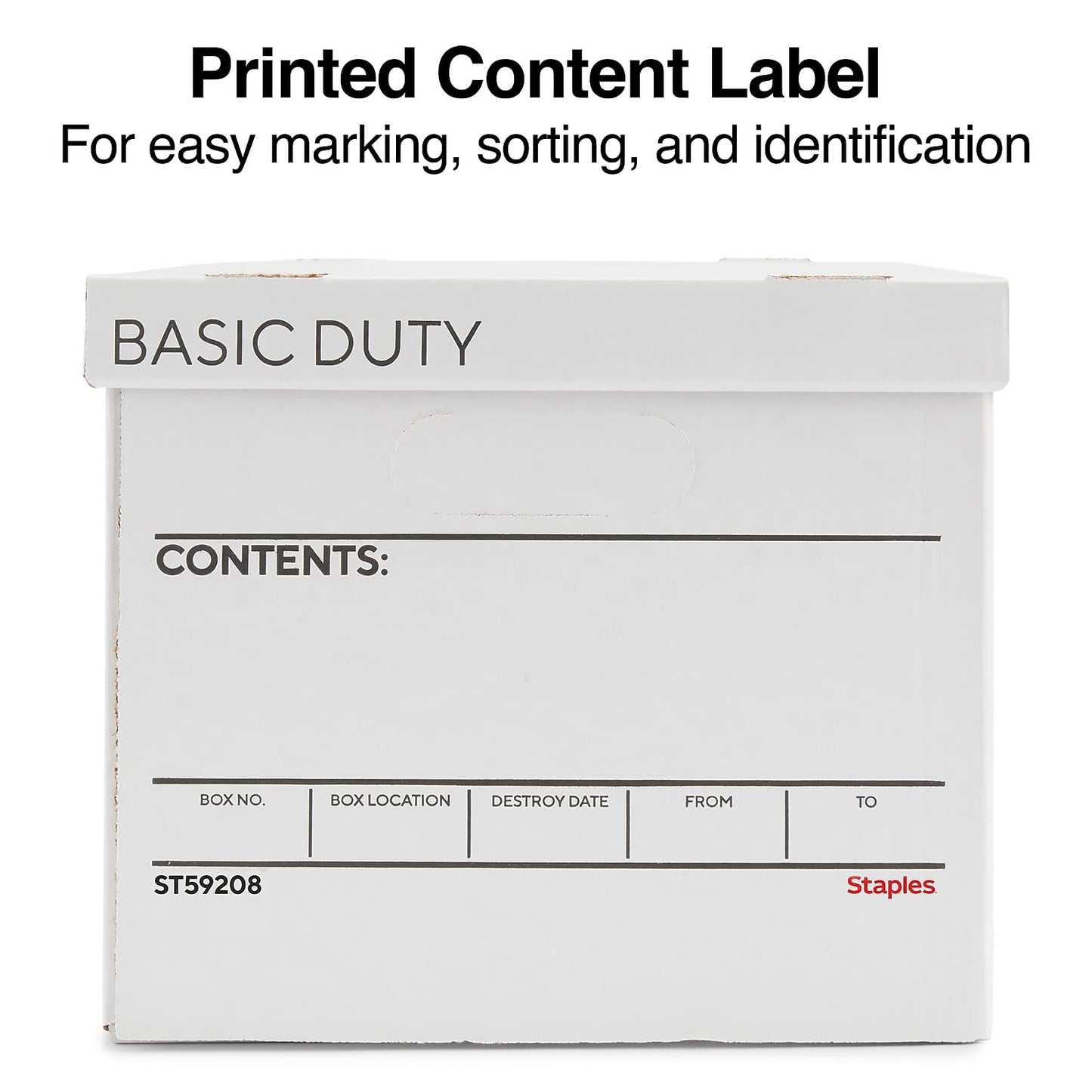 STAPLES Corrugated File Box Lift Off Lid, Letter/Legal Size, White/Black, 10/Pack