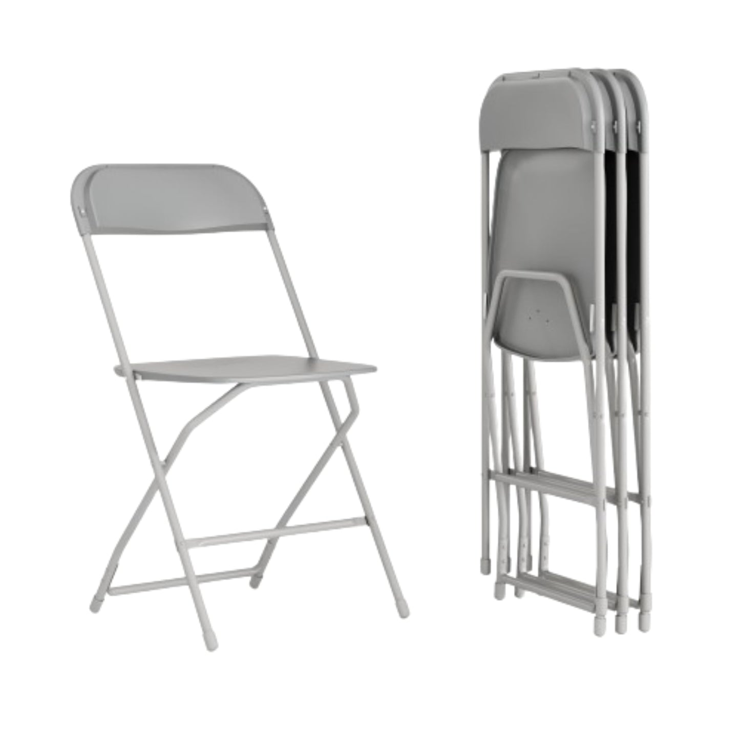Flash Furniture Hercules Series Plastic Folding Chair - Grey - 4 Pack 650LB Weight Capacity Comfortable Event Chair-Lightweight Folding Chair