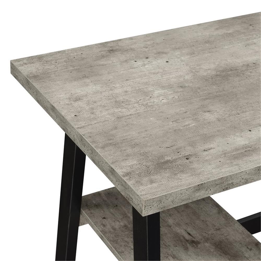 Convenience Concepts Designs2Go Trestle Desk 47" - Modern Desk or Vanity with Shelves, for Office, Dorm, Living Room, Faux Birch/Black