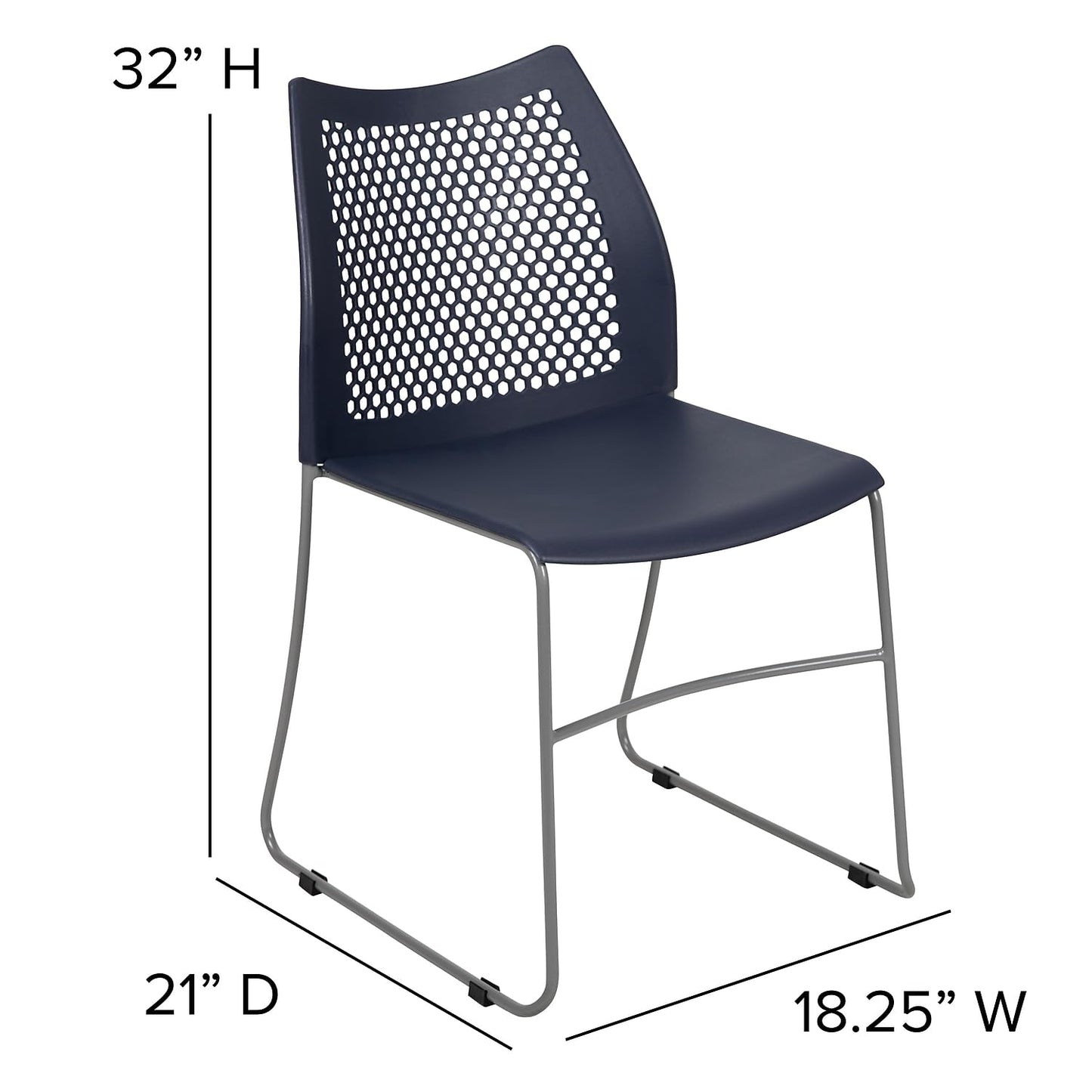 Flash Furniture Hercules Series Contoured Lobby Chairs with Air-Vent Honeycomb Backs, Ergonomic Stacking Chairs for Offices, Set of 5, Navy