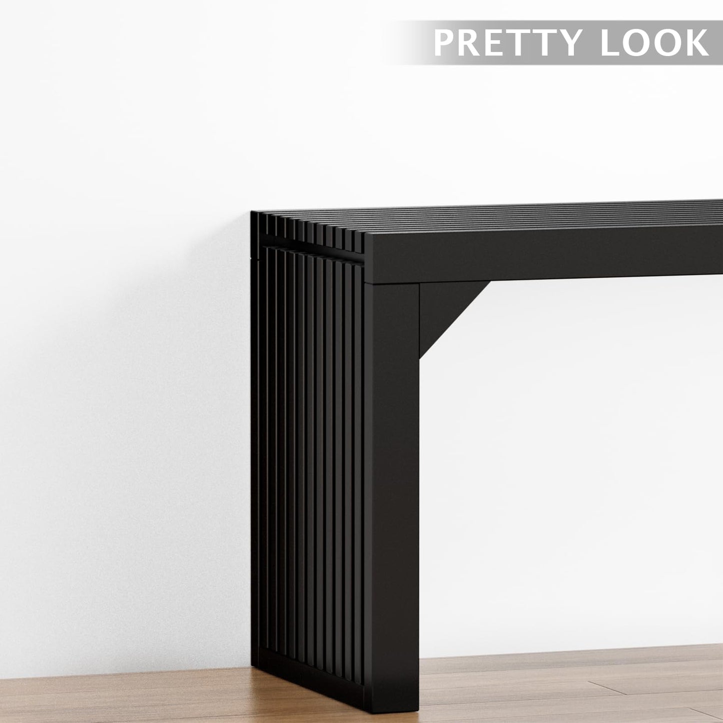 MODCART 35" Solid Wood Bench, Black Entryway Bench with Storage, Modern Shoe Bench, Narrow Bench for Entryway, Living Room, Kitchen