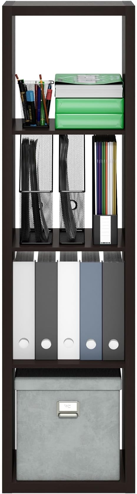 Furinno CUBICLE Book Shelf, Vertical 4-Cube Bookshelf, Extra Thick Horizontally