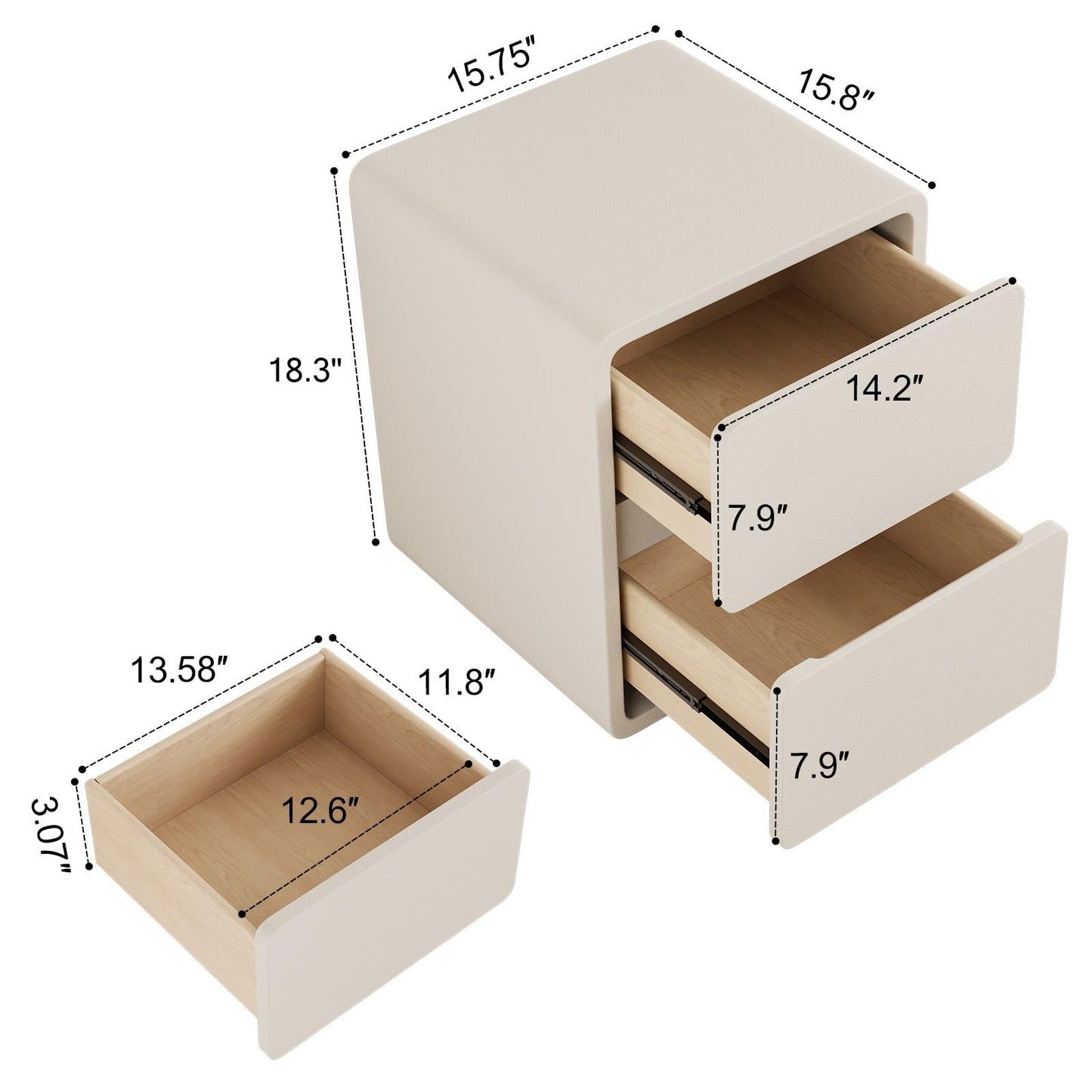 AQIMUELE Bedside Table, Night Stand with Drawers,Small Night Stand with Leather Surface for Bedroom