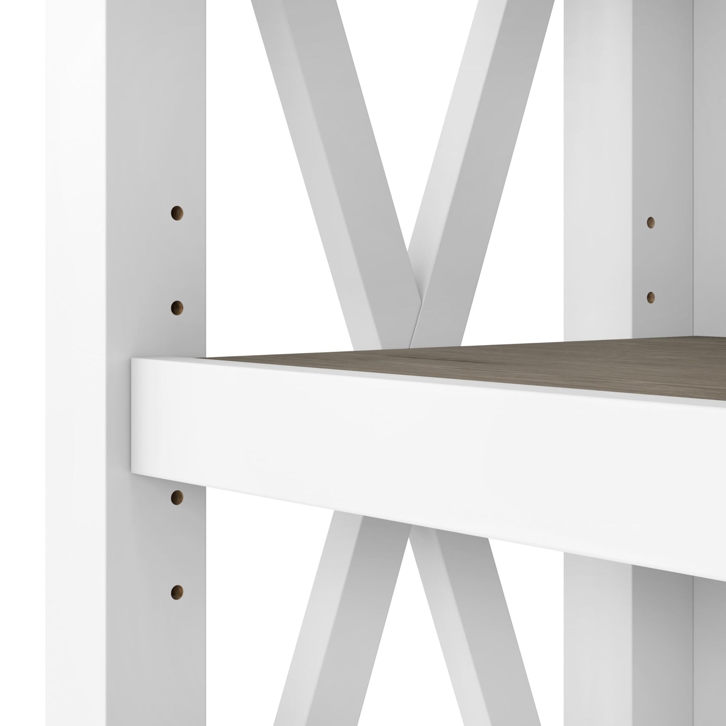 Bush Home Tall 5 Shelf Bookcase for Living Room or Home Office, Large Bookshelf, Modern Farmhouse Style, Key West Collection, Pure White and Shiplap Gray