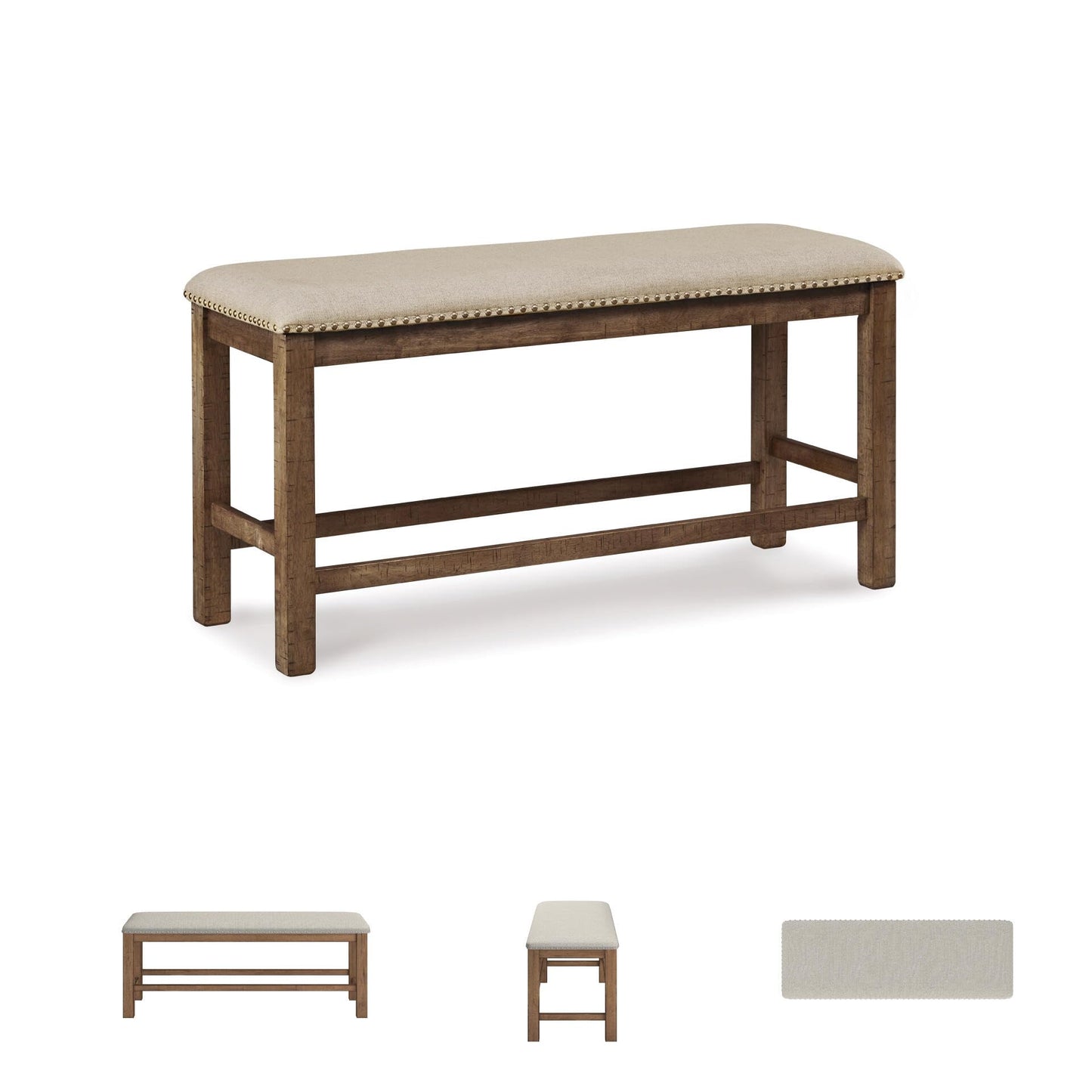 Signature Design by Ashley Morriville Counter Height Upholstered Dining Room Bench, Brown