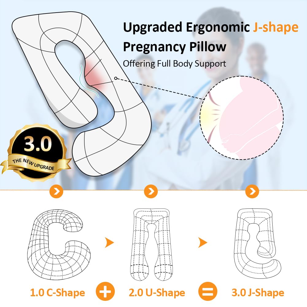 Chilling Home Pregnancy Pillow, U Shaped Full Body Maternity Pillow 58 inch, Pregnant Women Must Haves Pregnancy Pillows for Sleeping with Removable Cover