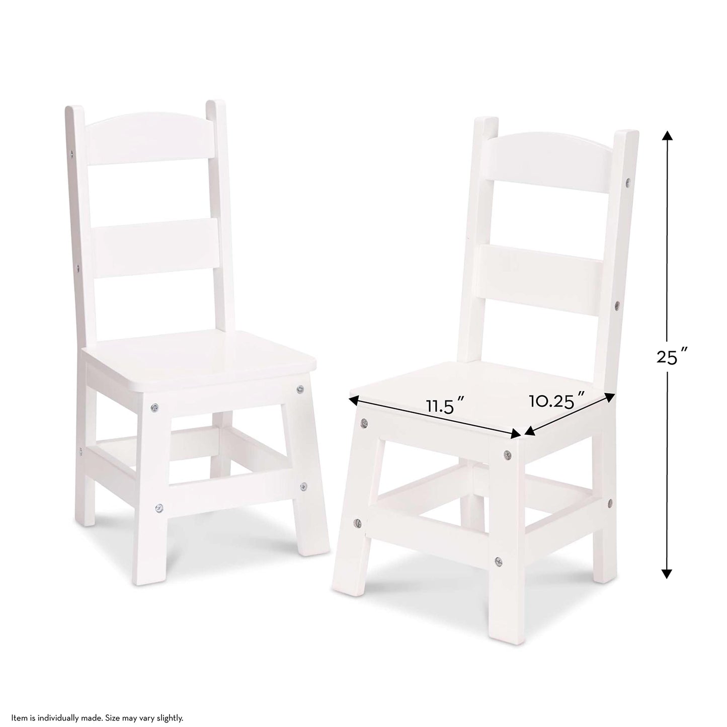 Melissa & Doug Wooden Chairs, Set of 2 - White Furniture for Playroom