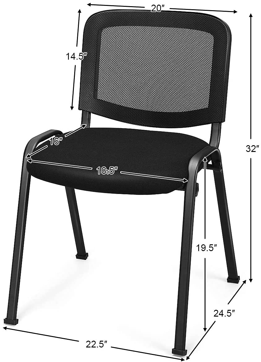 Hysache 5 Pcs Waiting Room Chairs, Modern Conference Chairs Set of 5, Reception Chair with Ergonomic Lumbar Support & Comfort Seat Sponge Cushion for Guest Office Waiting Room, Black