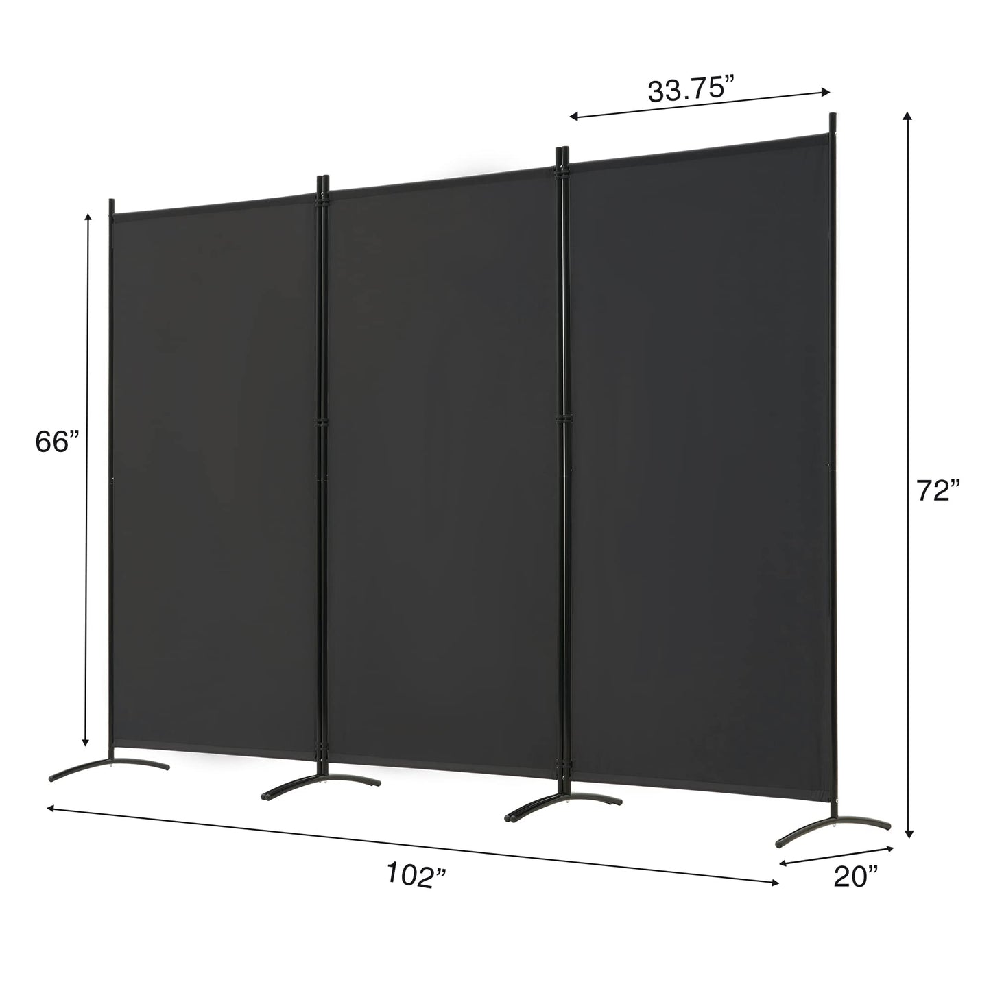 Spurgehom 3 Panel Room Divider Folding Partition Privacy Screens, Freestanding Fabric Room Panel Portable Room Partition Wall Dividers for Home Office Restaurant, 102" W X 71" H (Black)