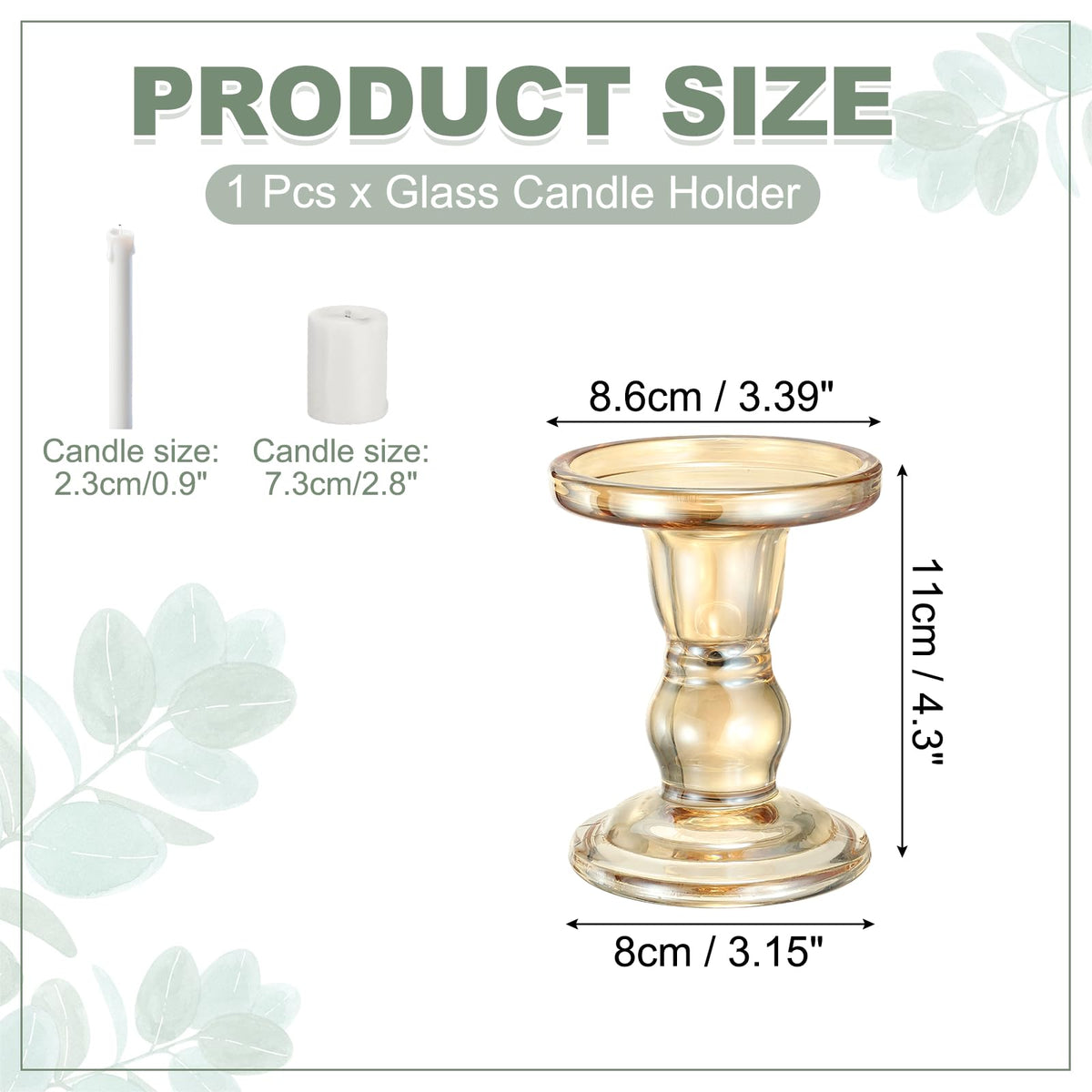 uxcell 11 cm Glass Candle Holder for Taper/Column Candles, Candle Holders Tealight Stand Candlestick for Tealight Wedding Table Centerpiece Home Decor, Brown