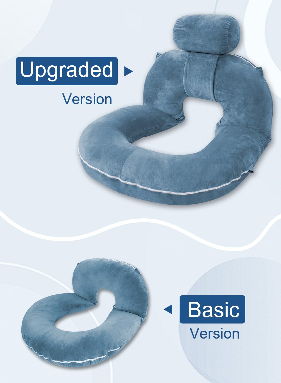 INSEN Reading Pillow, Back Pillow for Sitting in Bed for Reading, Nurse & Relax, Reading Pillow for Adults, Moms & Kids, Sit Up Pillow for Bed, Upgrade, Blue