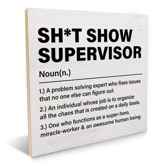 Funny Boss Gifts for Women Men, Thank You Gifts for Coworker Leader Team Manger Director Teacher, Supervisor Wood Plaque Desk Decor Decorative Tabletop Sign for Home Office 6.2 X 6.2 Inches