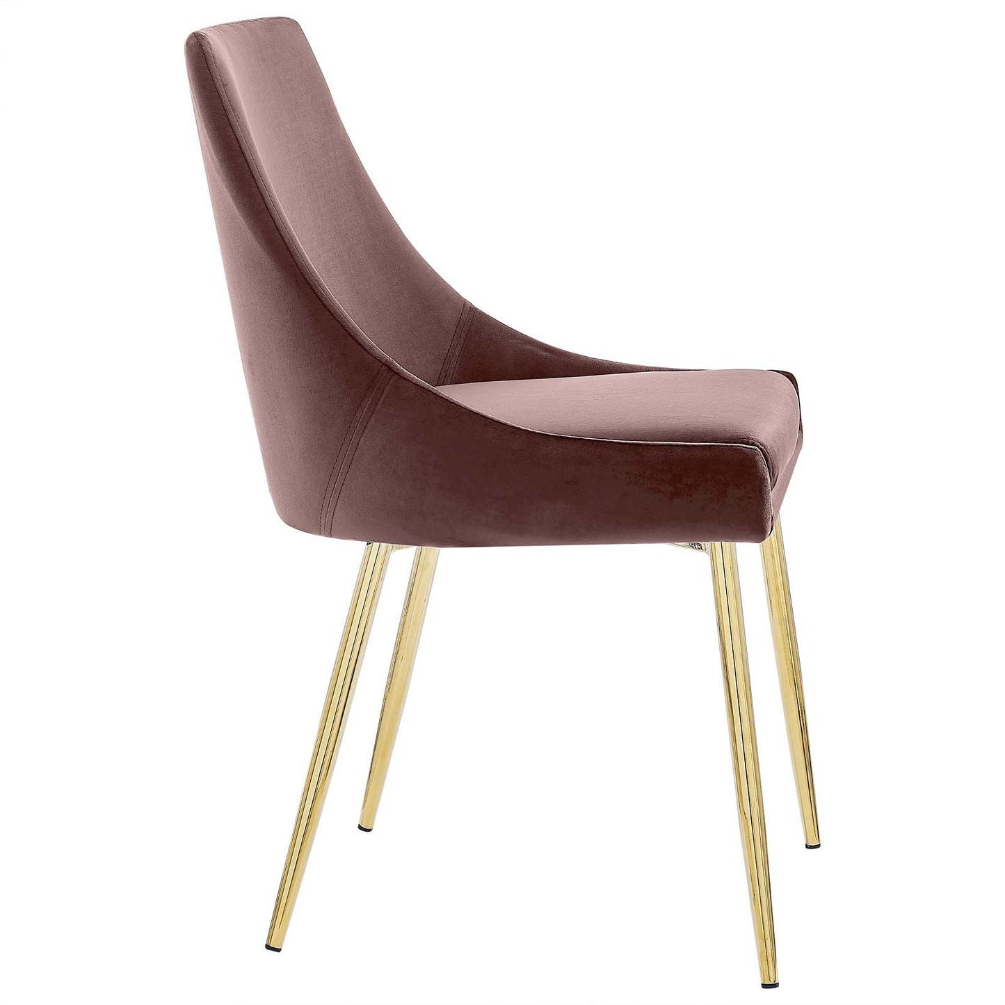 Modway Viscount Performance Velvet Upholstered Side Dining Chairs in Gold Dusty Rose - Set of 2