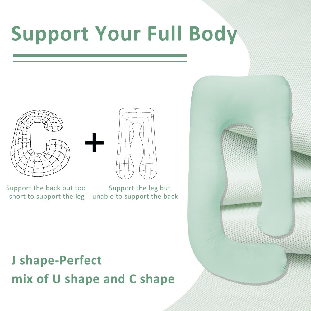 Chilling Home Pregnancy Pillow, Cooling Pregnancy Pillows for Sleeping,Full Body Pillow for Adult,Maternity Pillow for Pregnant Women 63 inch, Pregnancy Must Have with Removable Cover, Mint Green