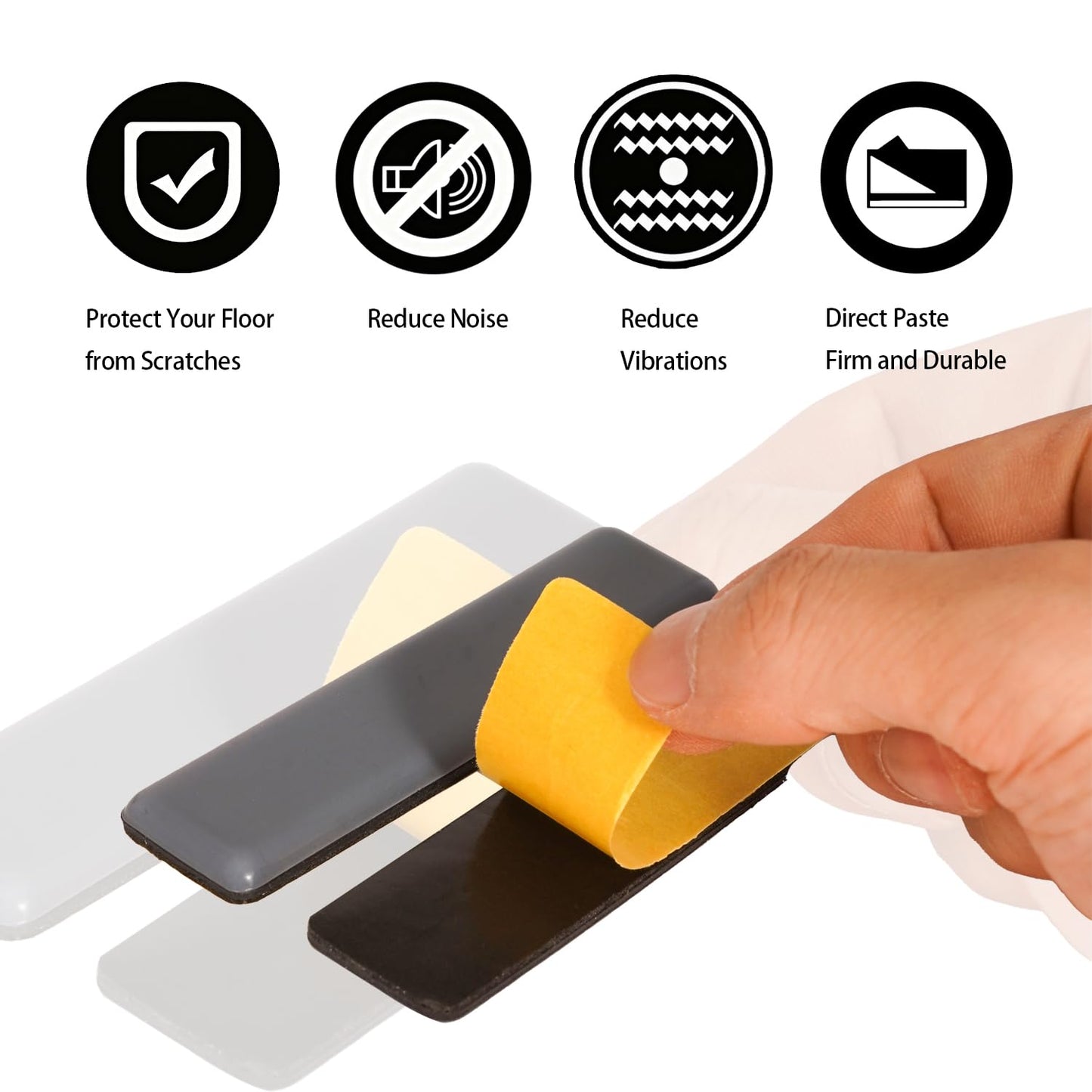 Zinkebol 8 pcs Adhesive PTFE Furniture Sliders - Rectangle Self-Stick Pads for Wood Floors, Tile, Carpet, Scratch-Free Moving, 35 x 25 mm