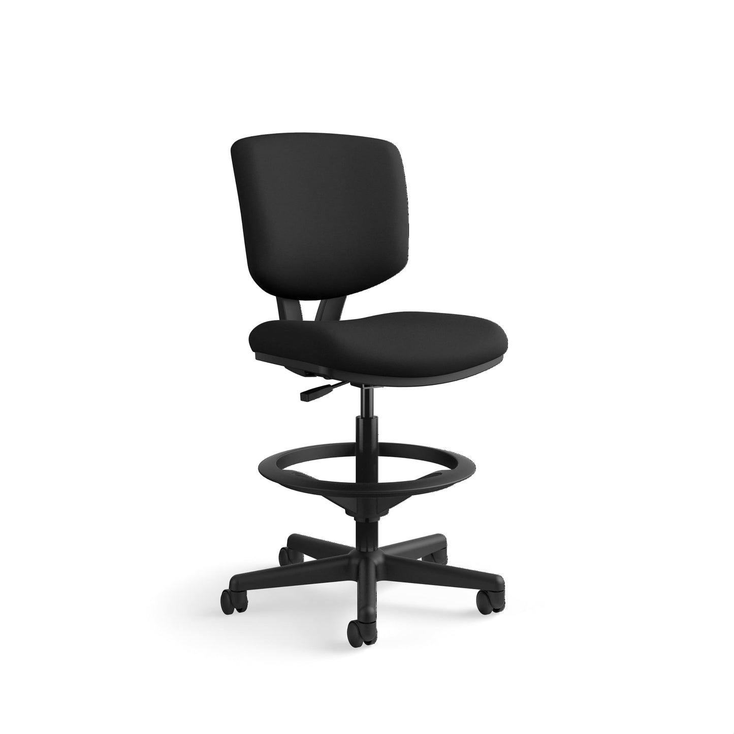 HON Volt Standing Desk Chair with Footring, Armless Ergonomic Task Stool with Center‑Tilt Recline, Adjustable Height Seating for Computers, Desks, and Sit‑Stand Workstations, Black