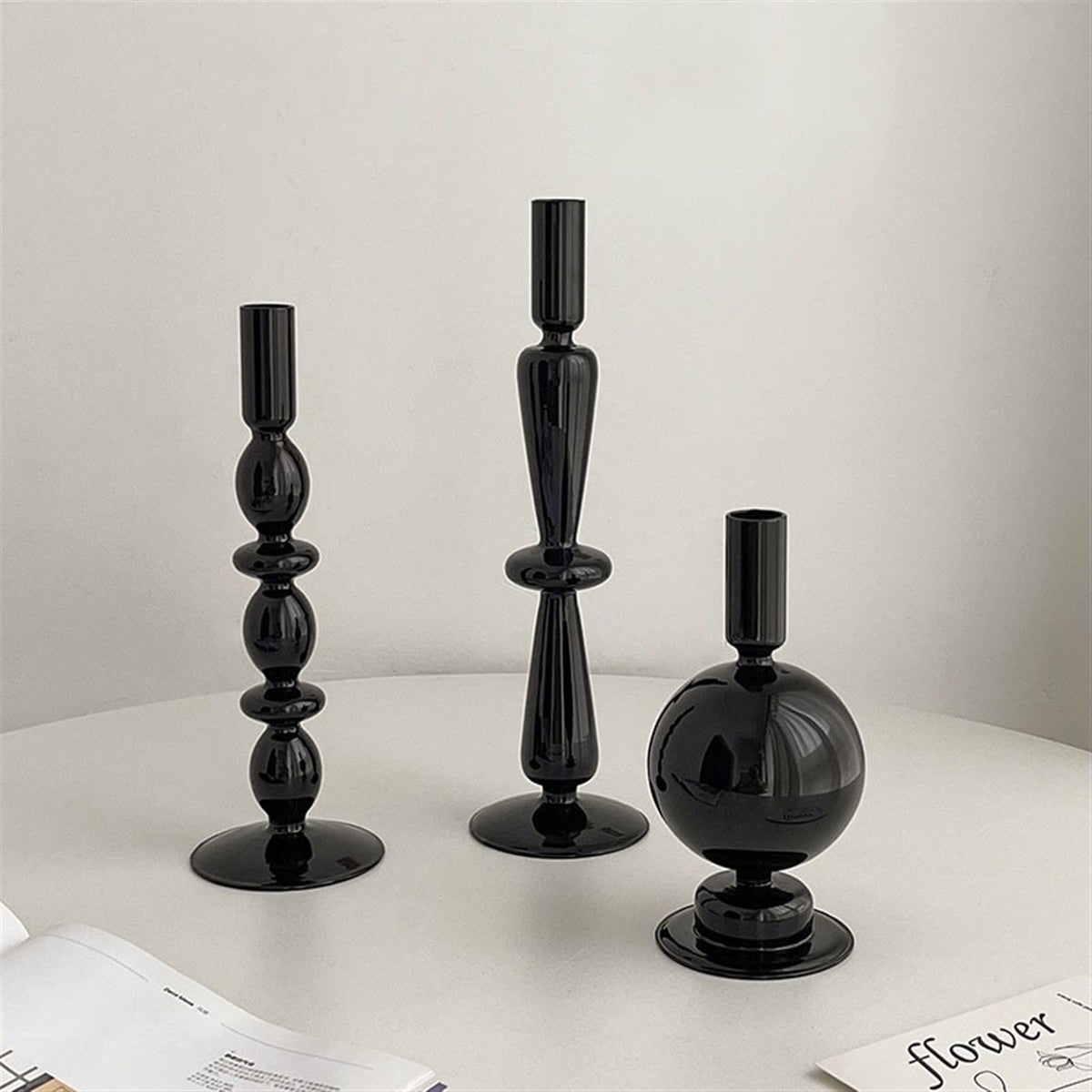 cfycfy987 Candelabra European Glass Candle Holders Light Luxury High-end Fashion Ornaments Miserable Decoration Candlestick Candle Sticks Holder(C)
