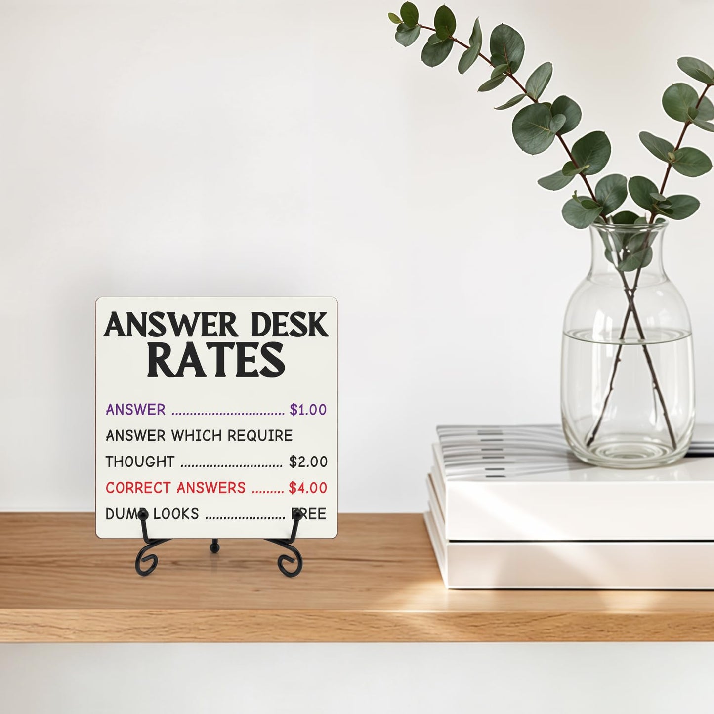 Office Decor Desk Sign Funny Office Cubicle Decor Office Gag Gifts for Coworker Teammate Boss Employee Appreciation Rustic Wood Plaque With Stand Gift for Principal Teacher Secretary