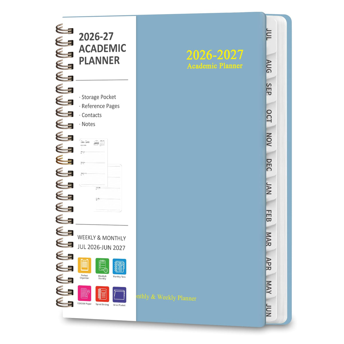 Planner 2026-2027, Weekly and Monthly Academic Planner, July 2026 - June 2027, Hardcover Calendar Agenda Book for School Year Planning, School Supplies for Teacher and Student, Letter Size(8.5'' x 11'')