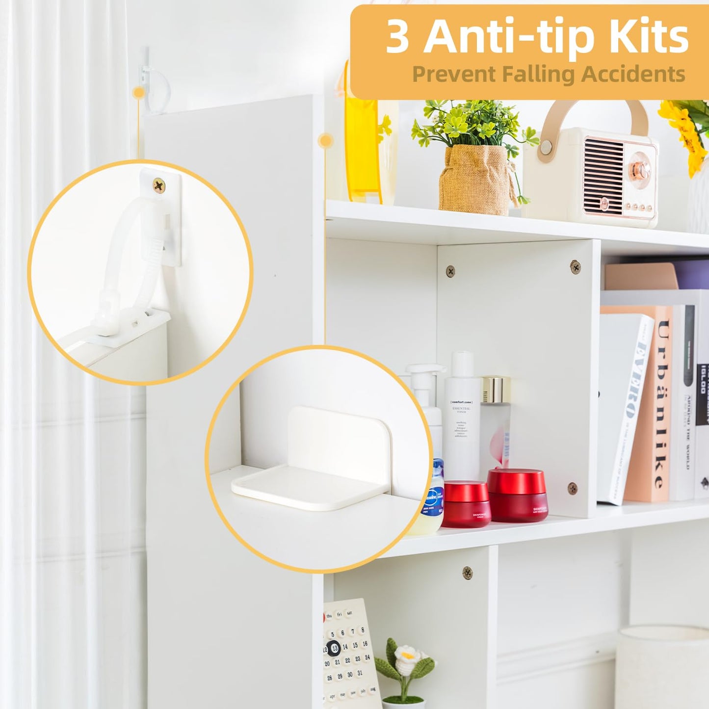 deli Desktop Shelf, Desk Hutch with 5 Shelves for Computer Desk, Desktop 3-Tier Display Rack, Multipurpose Wood Desktop Bookshelf Storage Organizer for Dorm Office Home