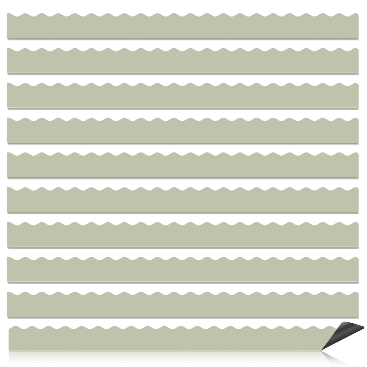 30 Pcs Magnetic Borders for Classroom Whiteboard - Grass Green Magnetic Bulletin Board Border Set - Scalloped Chalkboard Border Strips for Teachers, Parents, DIY Home,School & Office Decoration