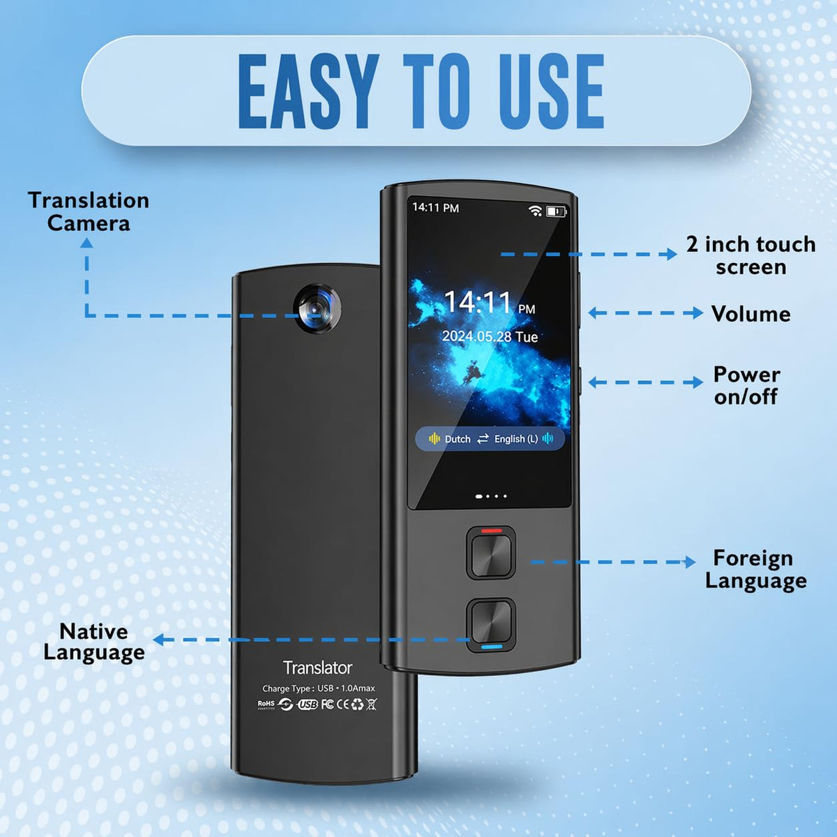 AI Language Translator Device, Voice-Text Translator Device in 138 Languages For Business and Learning, Online/Offline/ChatGPT/Photo Translation