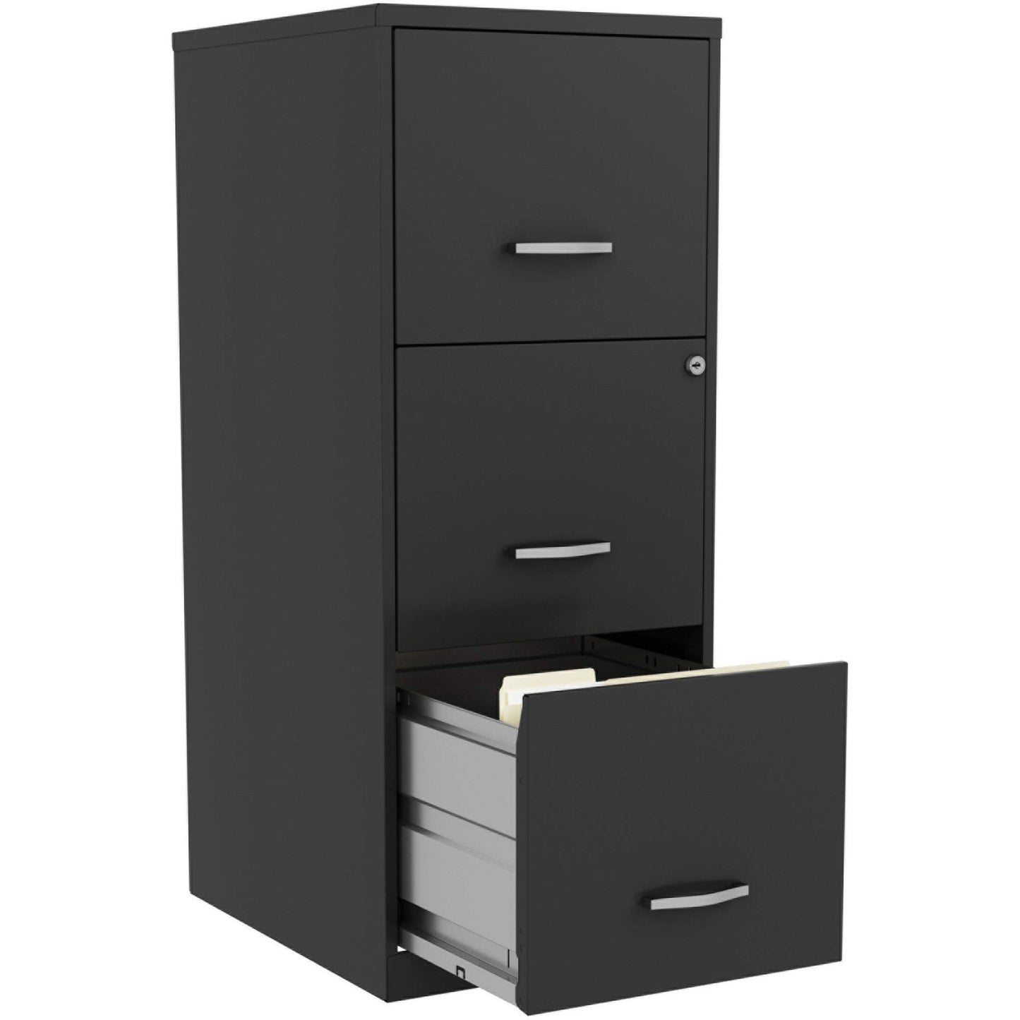 Lorell NuSparc 3 Drawer Locking Filing Cabinet | Pre-Assembled Steel Construction | Space-Saving Design is Perfect for Home and Small Office | Letter-Size | Assembled in North America