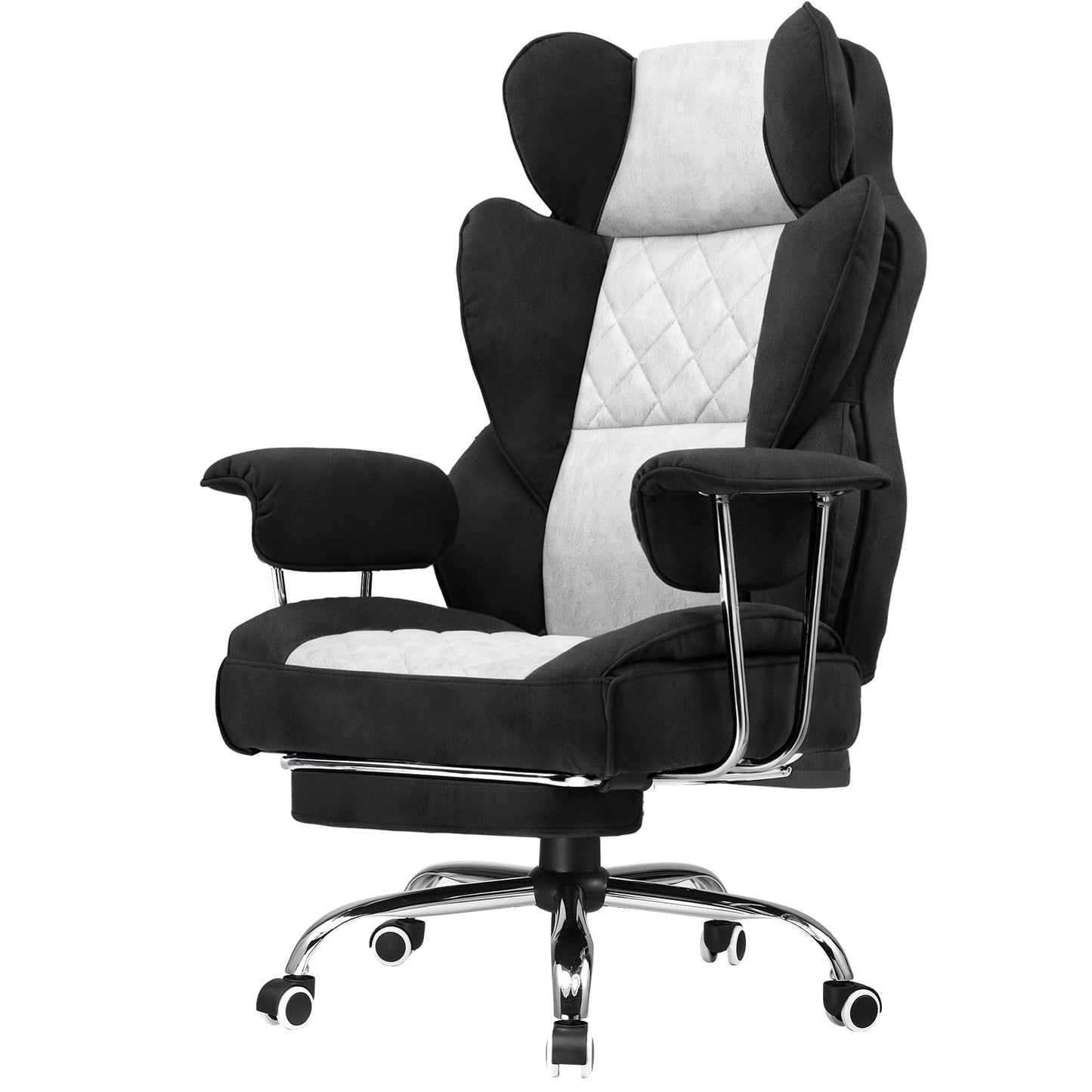 GTPLAYER Gaming Chair,Office Chair with Pocket Spring Lumbar Support, Ergonomic Comfortable Wide Office Desk Computer Chair with Outward Fixed Soft Armrests and Footrest (Fabric, Black & Gray)