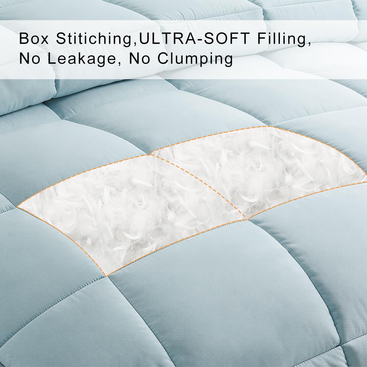 COHOME Premium King Size Comforter, All-Season Quilted Down Alternative Duvet Insert, Luxury Hotel GentleSoft Comforter with Anti-Clump Tech & 8 Tabs - Reversible - Aqua 90x102 inches