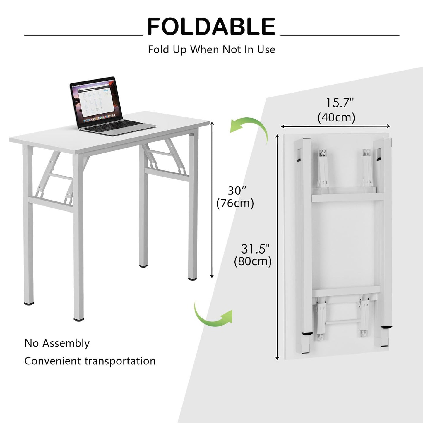 Need Small Desk 31 1/2" No Assembly Foldable Writing Table,Sturdy and Heavy Duty Folding Computer Desks for Small Space/Home Office/Dormitory AC5DW(80 * 40)