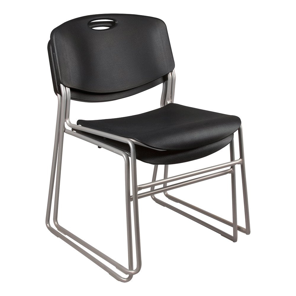 Norwood Commercial Furniture Heavy-Duty Plastic Stacking Chair, Black Seat w/Silver Mist Frame, NOR-FEI1059BK-SO (Pack of 4)