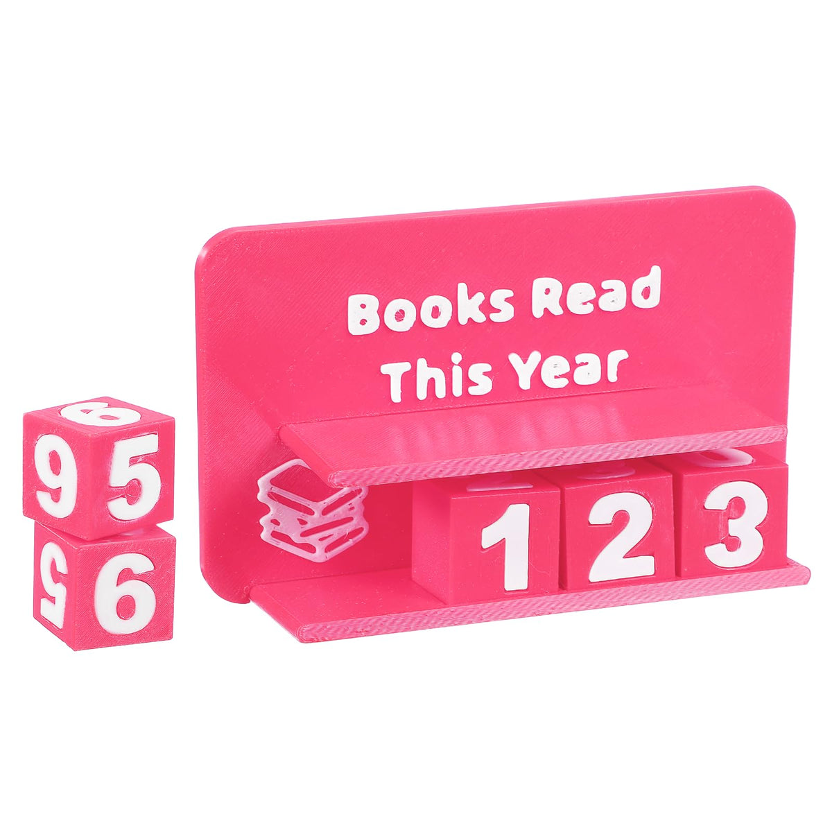 PATIKIL Books Read This Year Tracker, 3D Reading Challenge Counter Sign Library Bookshelf Decor Reading Challenge Number Up to 999 Books Gift for Reader Book Lovers Teachers, Light Pink
