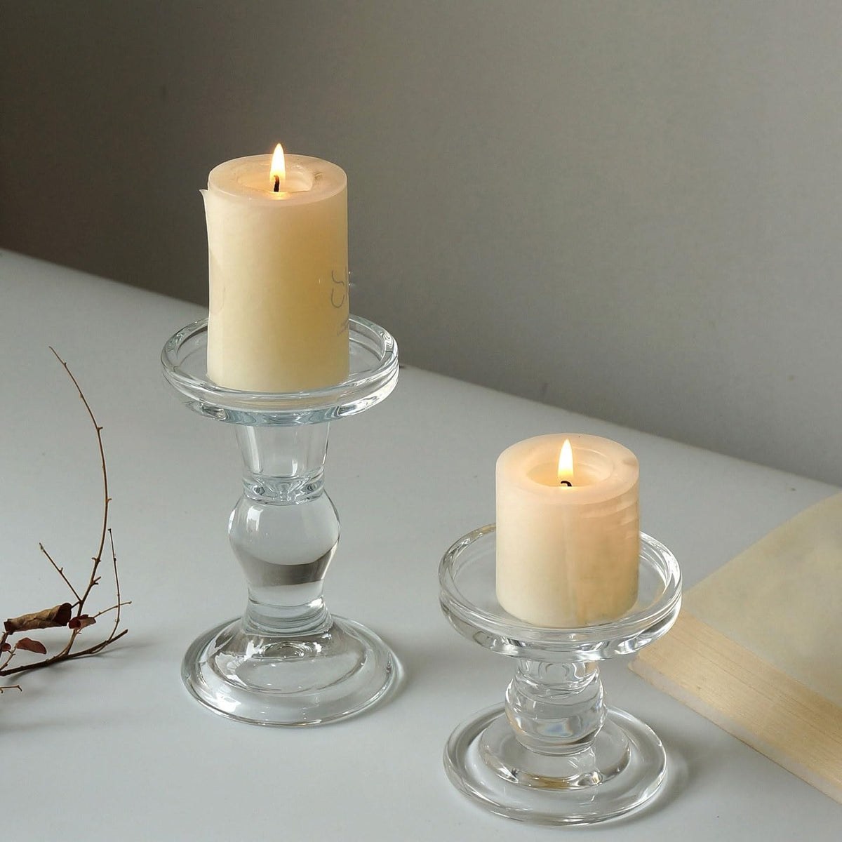 Candlestick Holders Glass Candle Holder, Candlelight Dinner Decoration, Aromatherapy Candle Holder Candle Holders(Medium)
