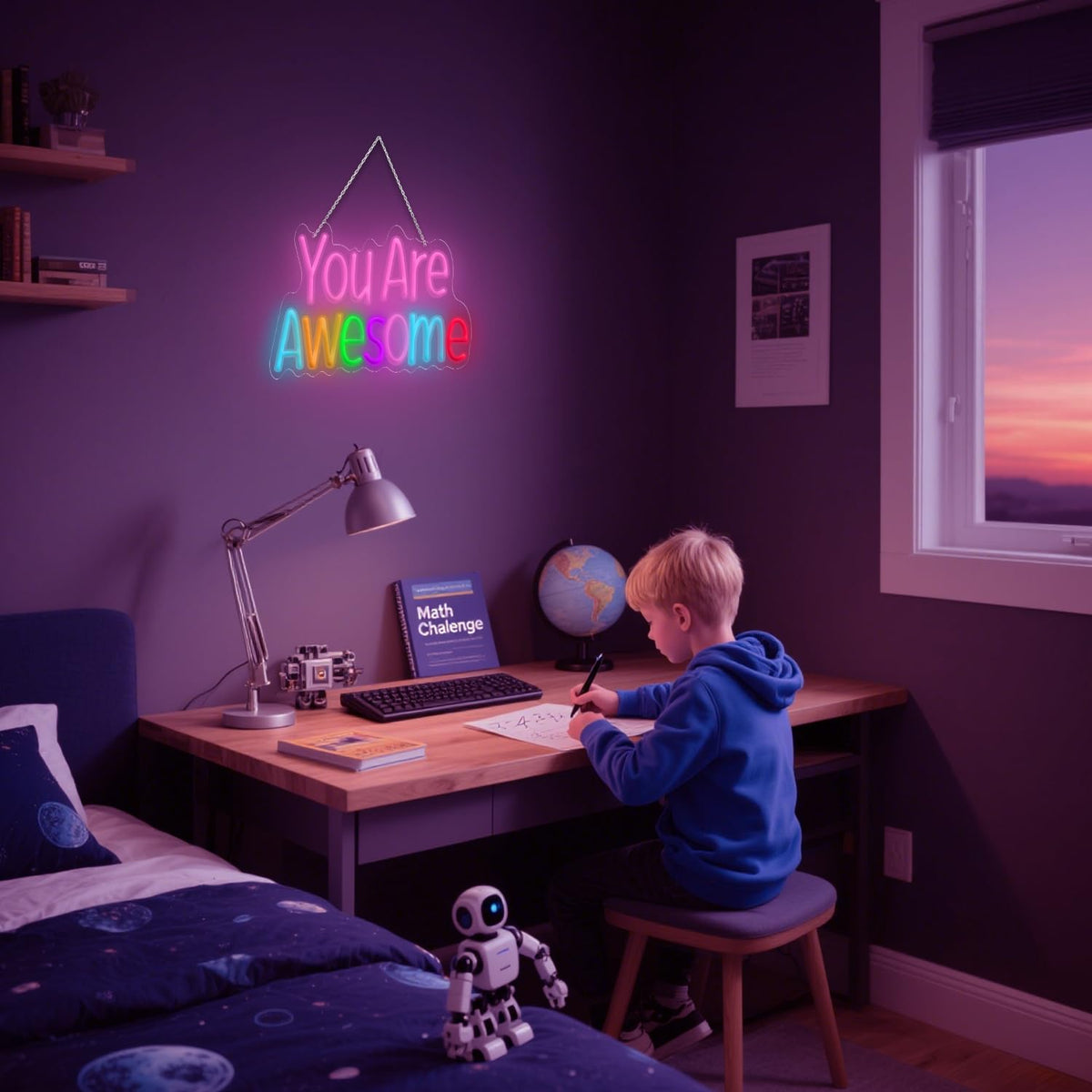 You Are Awesome Neon Sign, Dimmable LED Neon Signs for Wall Decor, USB Powered Neon Light Sign Wall Art for Bedroom Christmas Party Classroom, Postive Aesthetic Decoration 14.17 x 10.24"