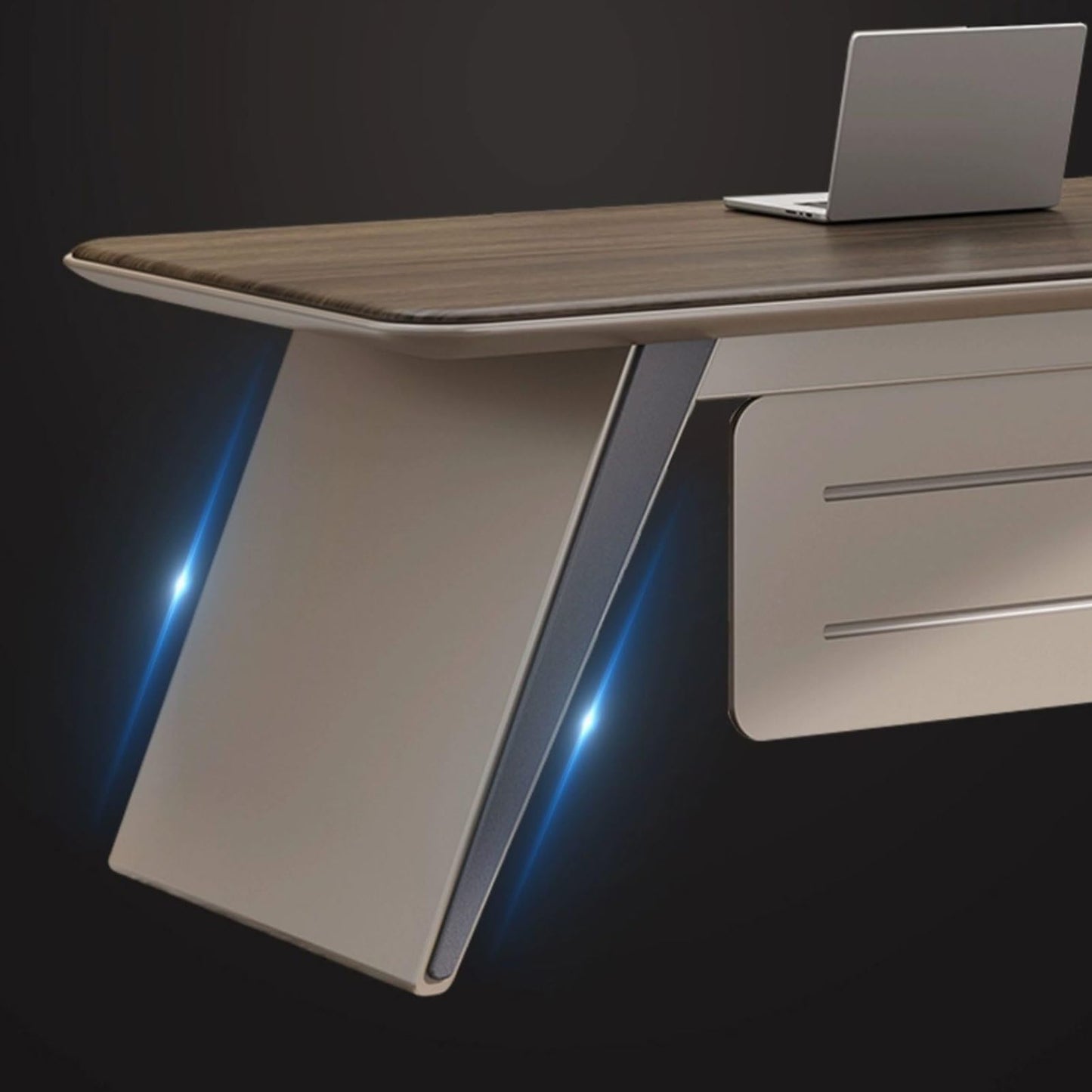 LSIGHTUS Modern Business Large Computer Desk Executive Office Desk with Lateral Cabinet Writing Study Table Business Furniture Set for CEO Boss