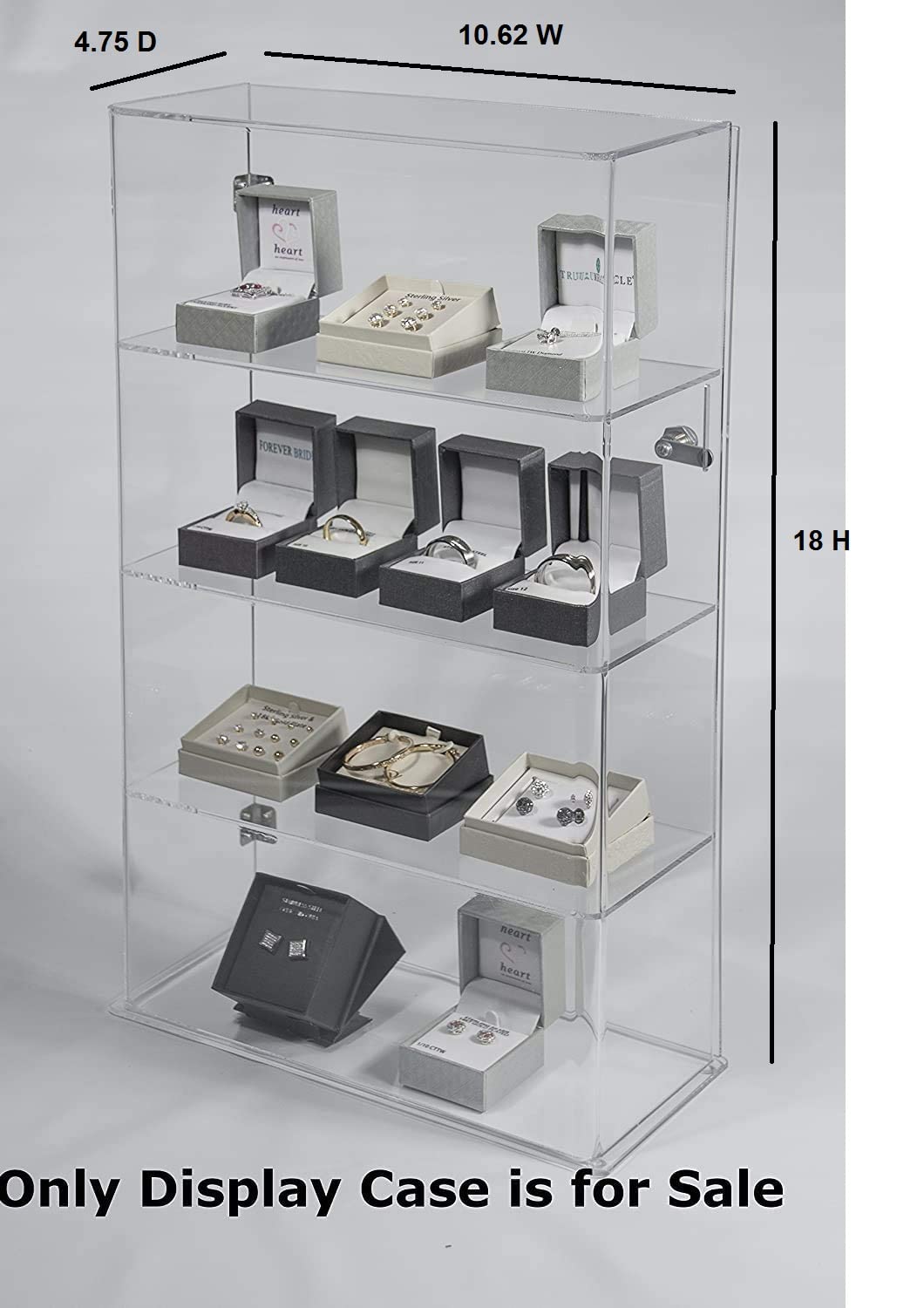4 Tier Transparent Acrylic Display Case with Lock,Clear Show Case for Collectible, Vertical Curio,See-Through Locking Cabinet,Dustproof Protection 10.25 x 4.25 x 18.25 Inches